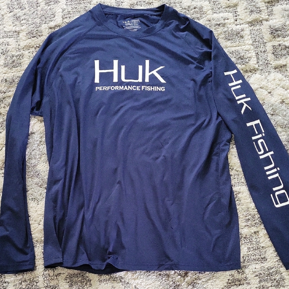 Huk Men's Navy Performance Fishing Shirt